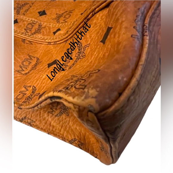 ‼️SOLD‼️MCM VISETOS MONOGRAM COGNAC BROWN SHOULDER TOTE BAG - Picture 8 of 9